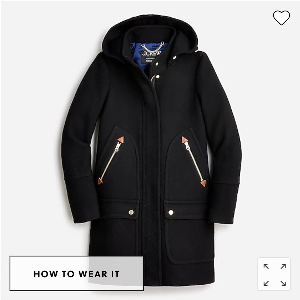NWOT J. Crew chateau parka in Italian stadium-cloth wool